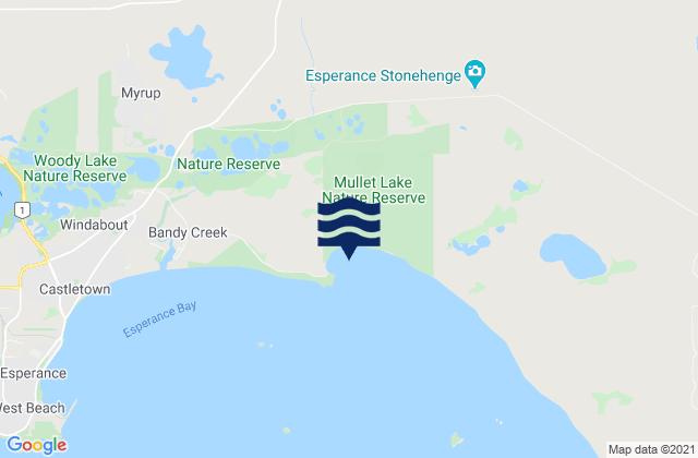 Mapa da tábua de marés em Wylie Bay, Australia