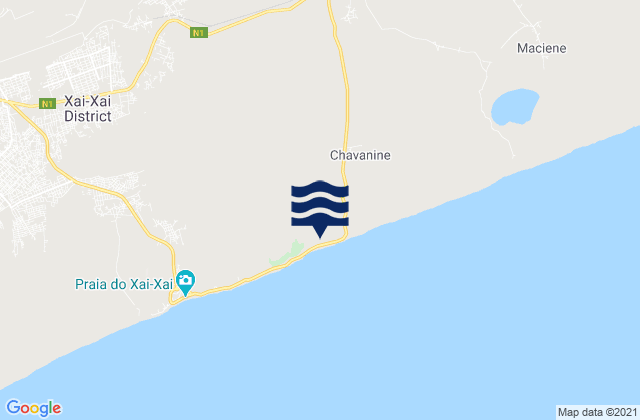 Mapa da tábua de marés em Xai-Xai District, Mozambique