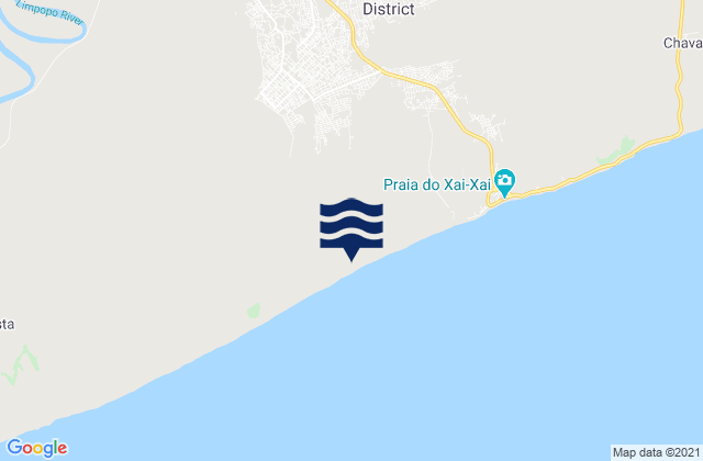 Mapa da tábua de marés em Xai-Xai, Mozambique