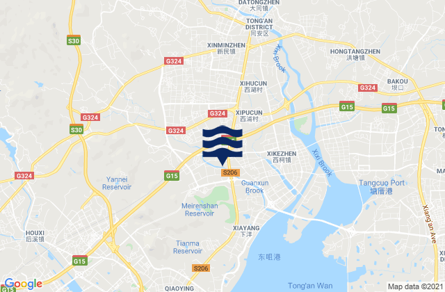 Mapa da tábua de marés em Xiamen Shi, China