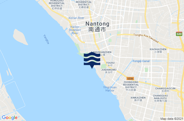 Mapa da tábua de marés em Xianfeng, China