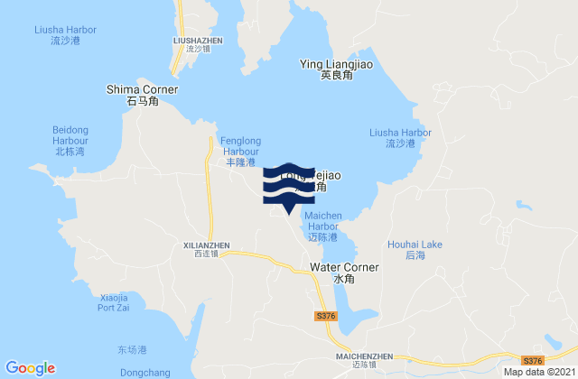Mapa da tábua de marés em Xilian, China