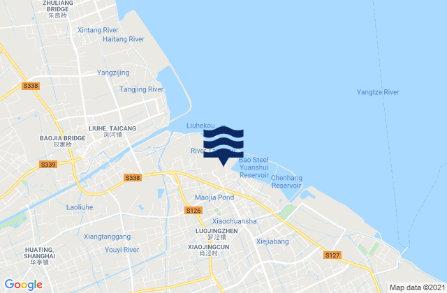 Mapa da tábua de marés em Xinchenglu, China