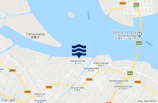 Mapa da tábua de marés em Xingang, China