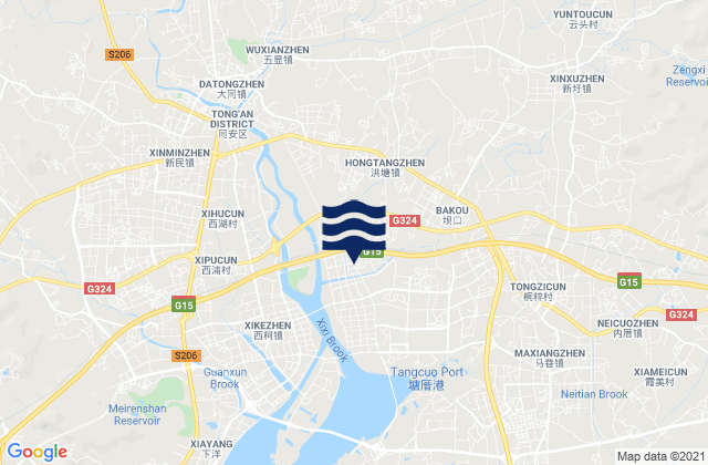 Mapa da tábua de marés em Xinxu, China