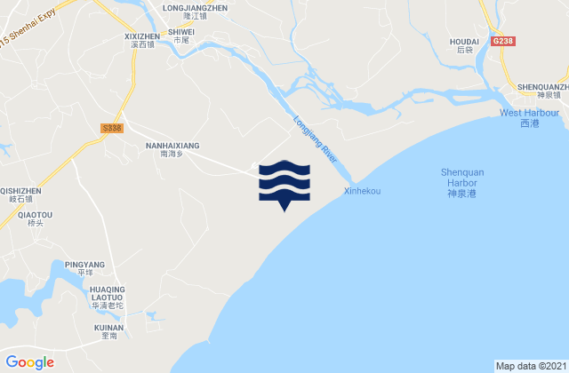 Mapa da tábua de marés em Xixi, China