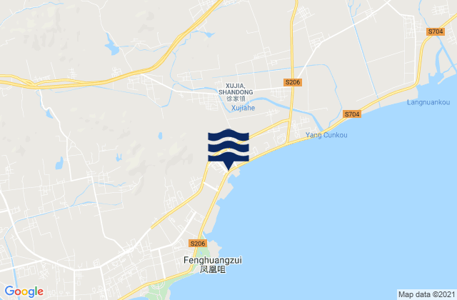 Mapa da tábua de marés em Xujia, China