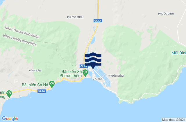 Mapa da tábua de marés em Xã Cà Ná, Vietnam