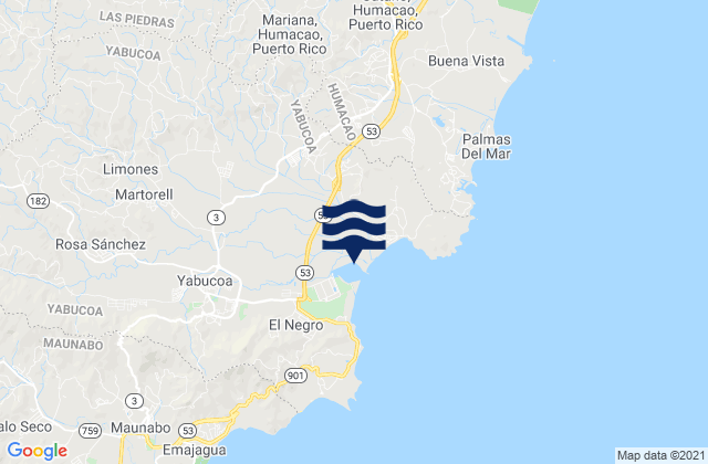 Mapa da tábua de marés em Yabucoa Harbor, Puerto Rico