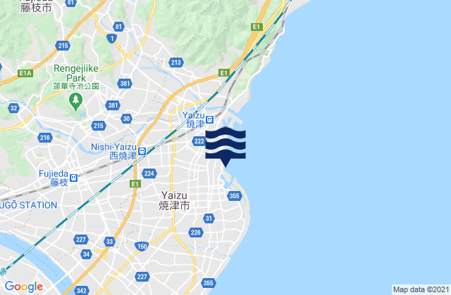 Mapa da tábua de marés em Yaizu Shi, Japan