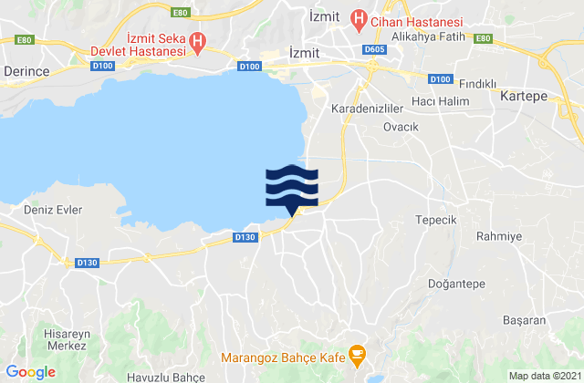 Mapa da tábua de marés em Yakacık, Turkey