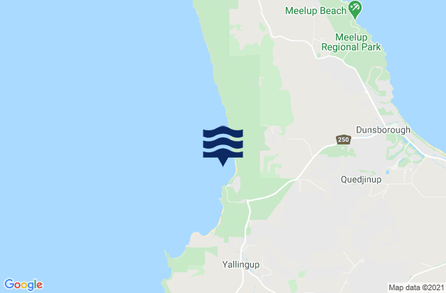 Mapa da tábua de marés em Yallingup, Australia