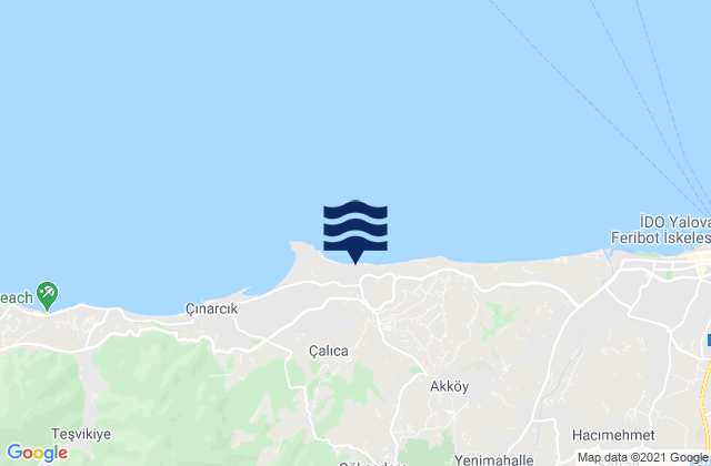 Mapa da tábua de marés em Yalova, Turkey