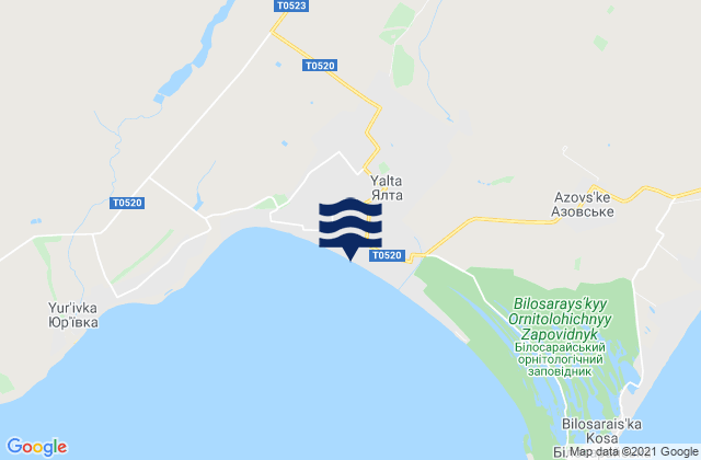 Mapa da tábua de marés em Yalta, Ukraine