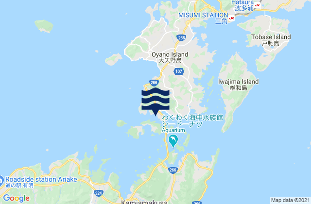 Mapa da tábua de marés em Yanagino Seto Yatsushiro Kai, Japan