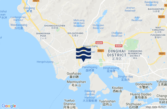 Mapa da tábua de marés em Yancang, China