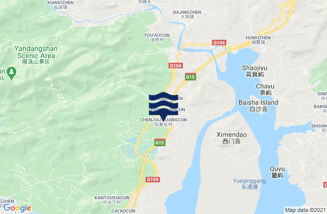 Mapa da tábua de marés em Yandang, China