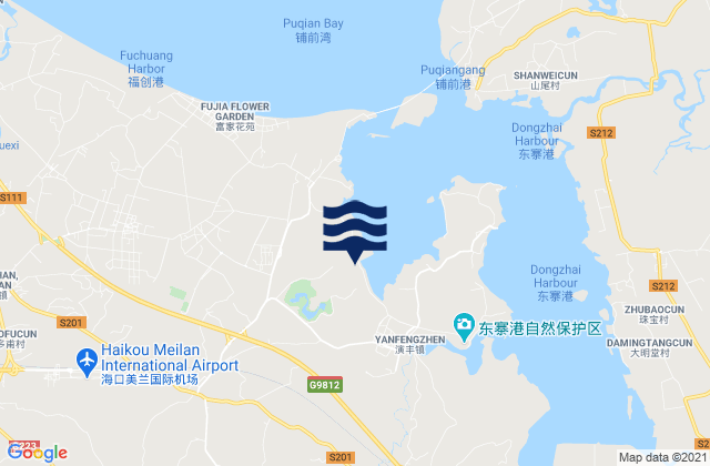 Mapa da tábua de marés em Yanfeng, China