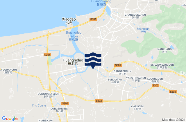 Mapa da tábua de marés em Yangting, China