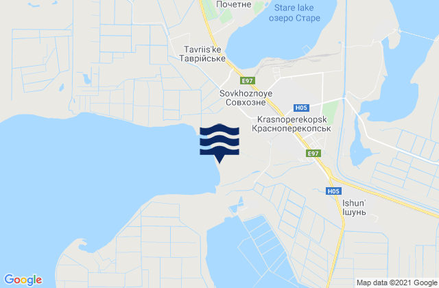 Mapa da tábua de marés em Yany Kapu, Ukraine