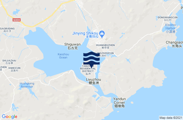 Mapa da tábua de marés em Yanzhou, China