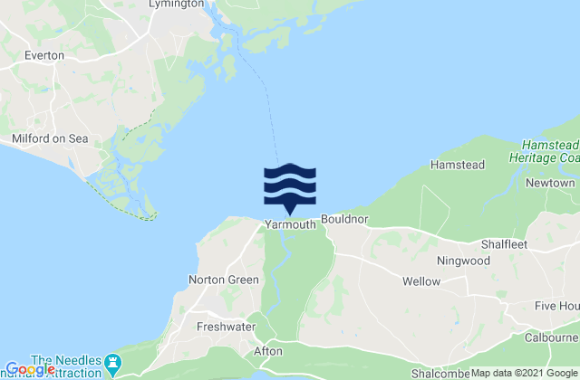 Mapa da tábua de marés em Yarmouth Beach, United Kingdom