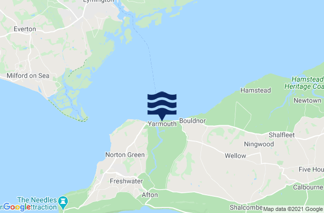 Mapa da tábua de marés em Yarmouth, United Kingdom
