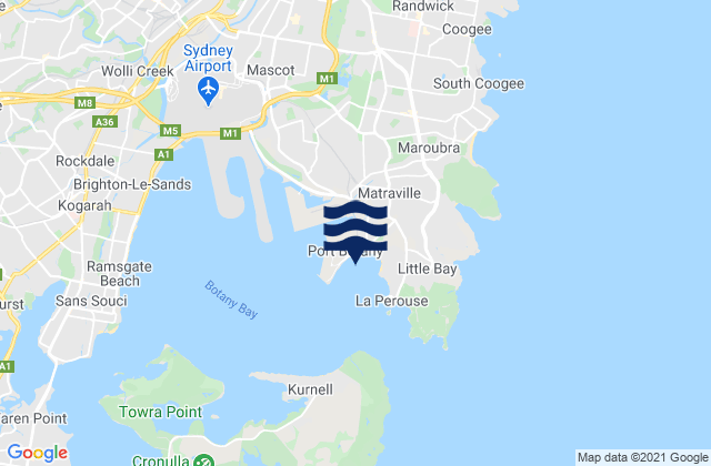 Mapa da tábua de marés em Yarra Bay, Australia