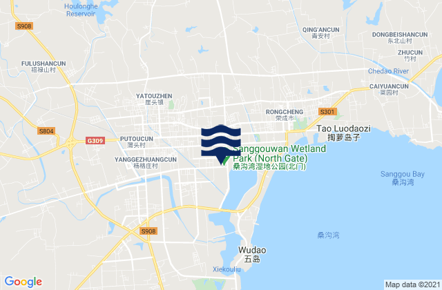 Mapa da tábua de marés em Yatou, China