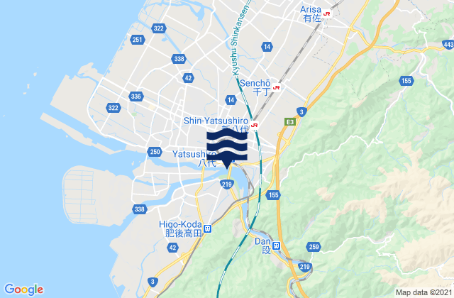 Mapa da tábua de marés em Yatsushiro Shi, Japan