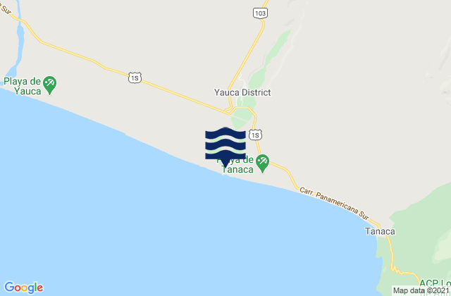 Mapa da tábua de marés em Yauca, Peru