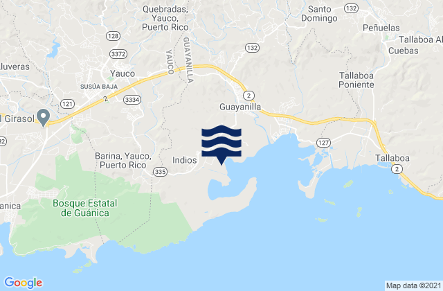 Mapa da tábua de marés em Yauco Municipio, Puerto Rico