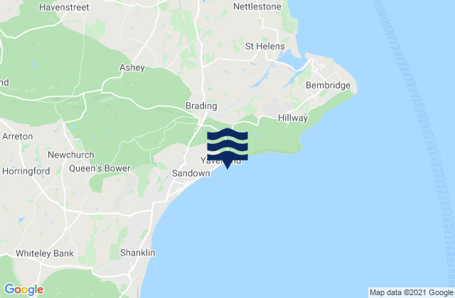 Mapa da tábua de marés em Yaverland Beach, United Kingdom