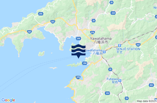 Mapa da tábua de marés em Yawatahama, Japan
