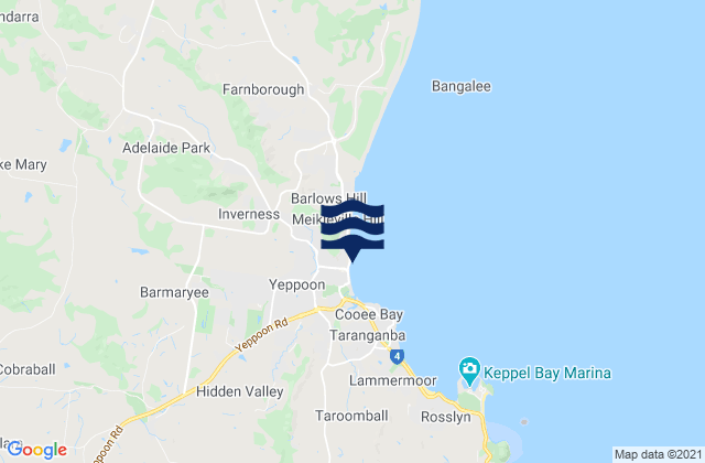 Mapa da tábua de marés em Yeppoon Beach, Australia