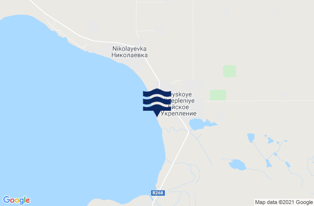Mapa da tábua de marés em Yeyskoye Ukrepleniye, Russia
