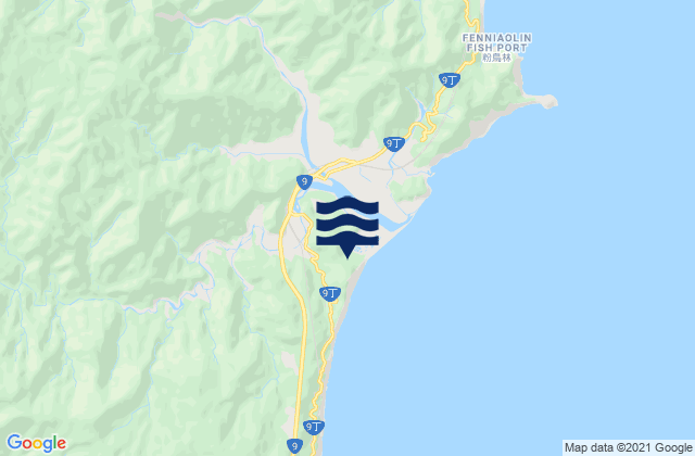 Mapa da tábua de marés em Yilan, Taiwan