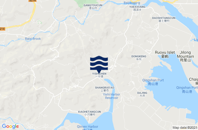 Mapa da tábua de marés em Yishi, China