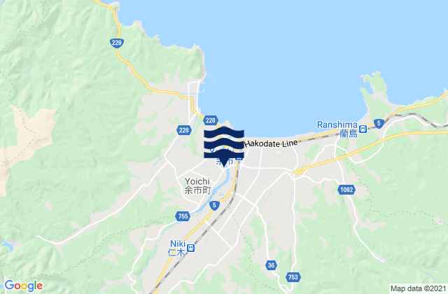 Mapa da tábua de marés em Yoichi-gun, Japan