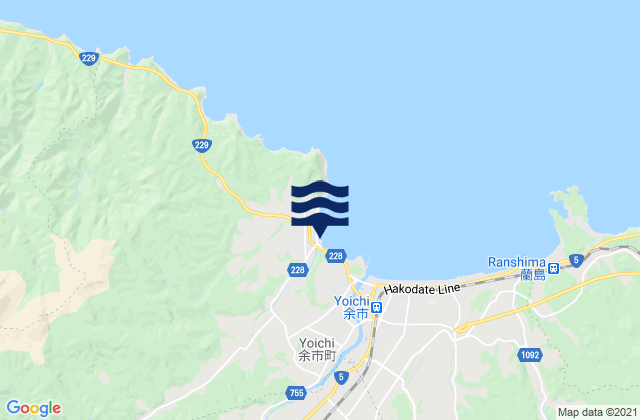 Mapa da tábua de marés em Yoichi, Japan