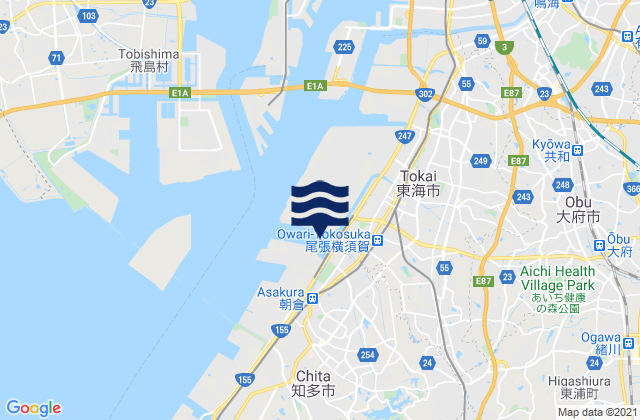 Mapa da tábua de marés em Yokosuka-kō, Japan