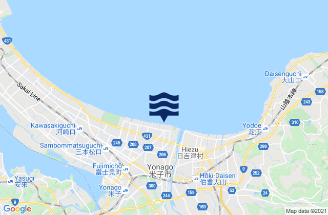 Mapa da tábua de marés em Yonago Shi, Japan