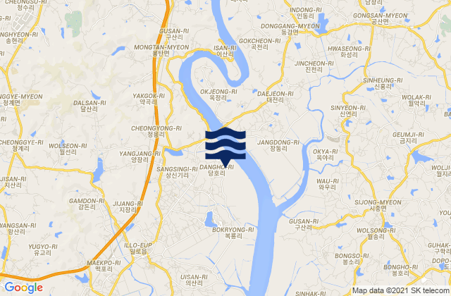 Mapa da tábua de marés em Yongsan-dong, South Korea