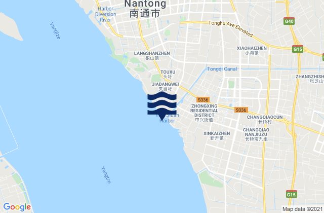 Mapa da tábua de marés em Yongxing, China
