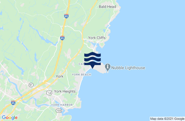 Mapa da tábua de marés em York Beach, United States
