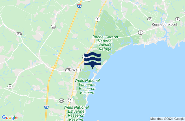 Mapa da tábua de marés em York County, United States