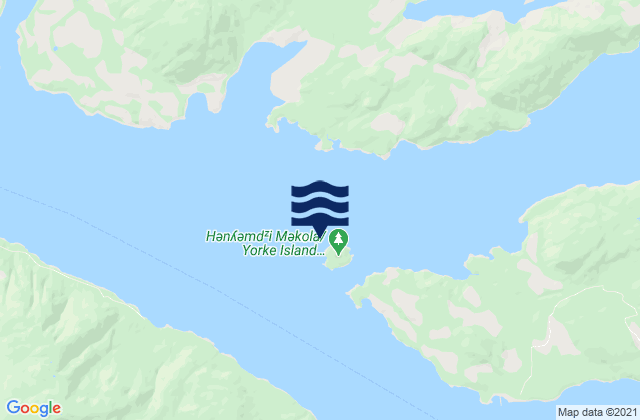 Mapa da tábua de marés em Yorke Island, Canada