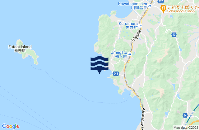 Mapa da tábua de marés em Yosimo, Japan