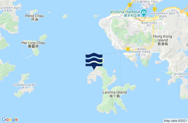 Mapa da tábua de marés em Yung Shue Wan, Hong Kong