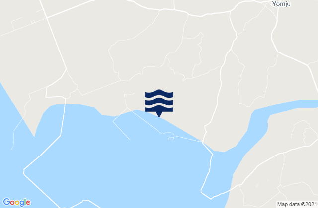 Mapa da tábua de marés em Yŏmju-gun, North Korea